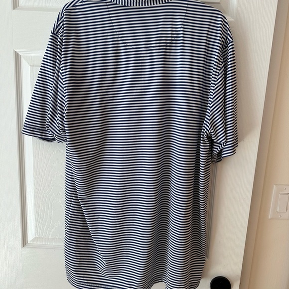 Donald Ross Large Men's Navy White Striped Polo Shirt Golf Performance Fabric - Picture 4 of 4